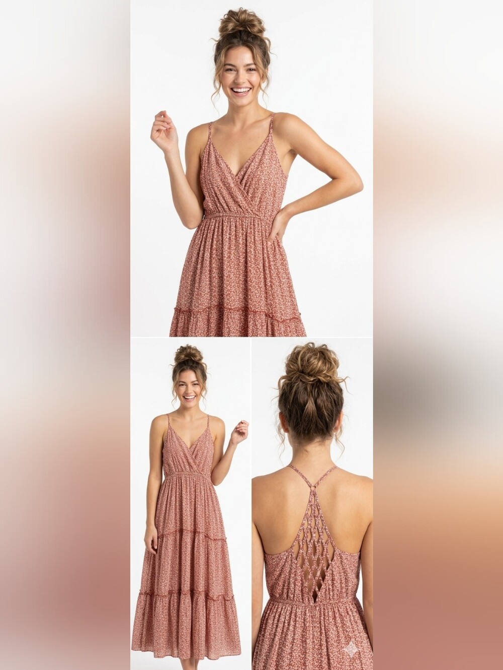 Maxi Sundress Cottage Large Festival Boho Ditsy Floral Gypsy Tiered Resort
